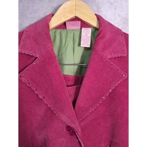 VTG 80s Barbie Pink Corduroy Pant Suit Womens M Blazer 12 Flare Pants 10 Western